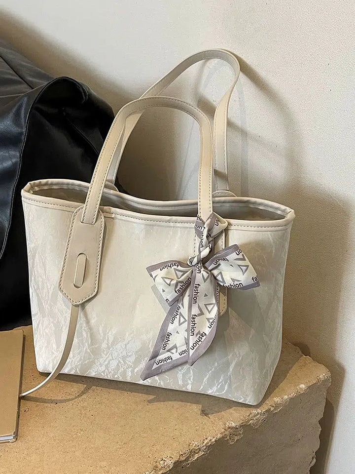 Decorative Bow Leather Tote Bag