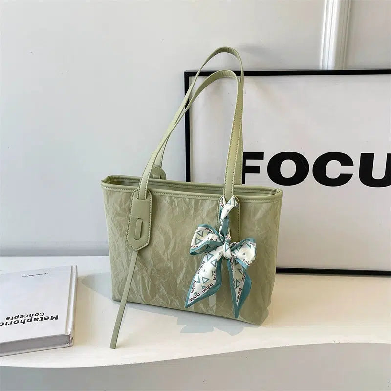 Decorative Bow Leather Tote Bag