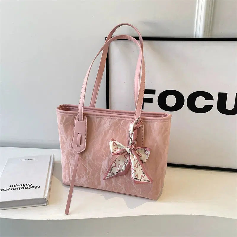 Decorative Bow Leather Tote Bag