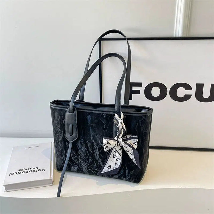 Decorative Bow Leather Tote Bag