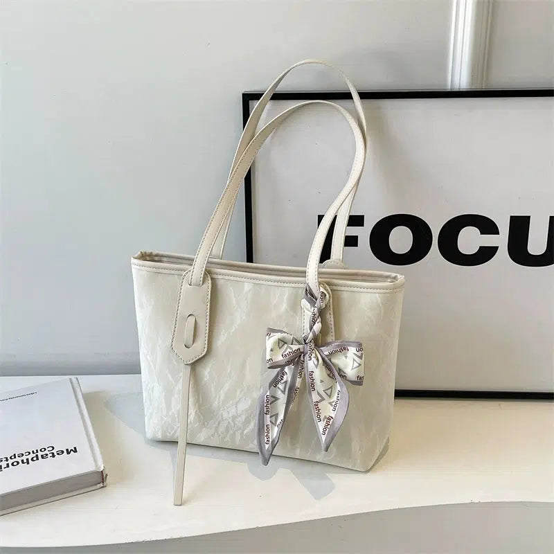 Decorative Bow Leather Tote Bag