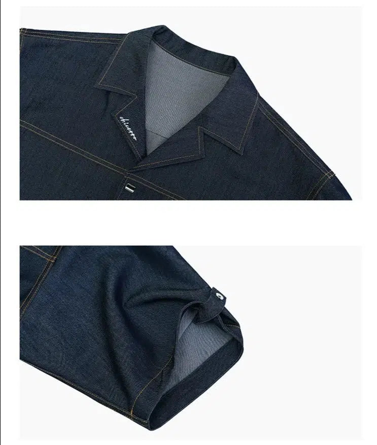 Denim Cuban Collar Chambray Shirt & Shorts