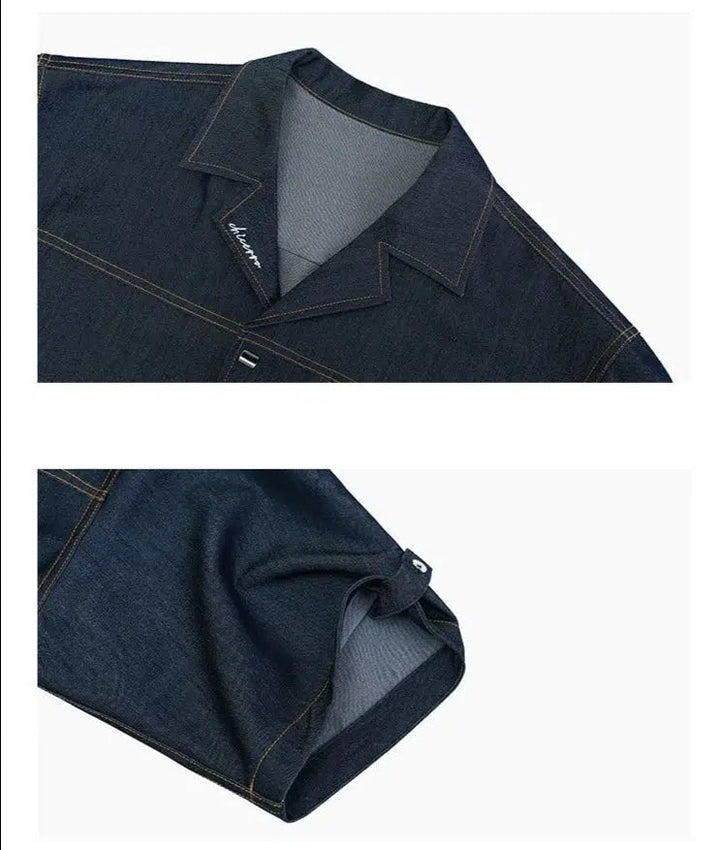 Denim Cuban Collar Chambray Shirt & Shorts