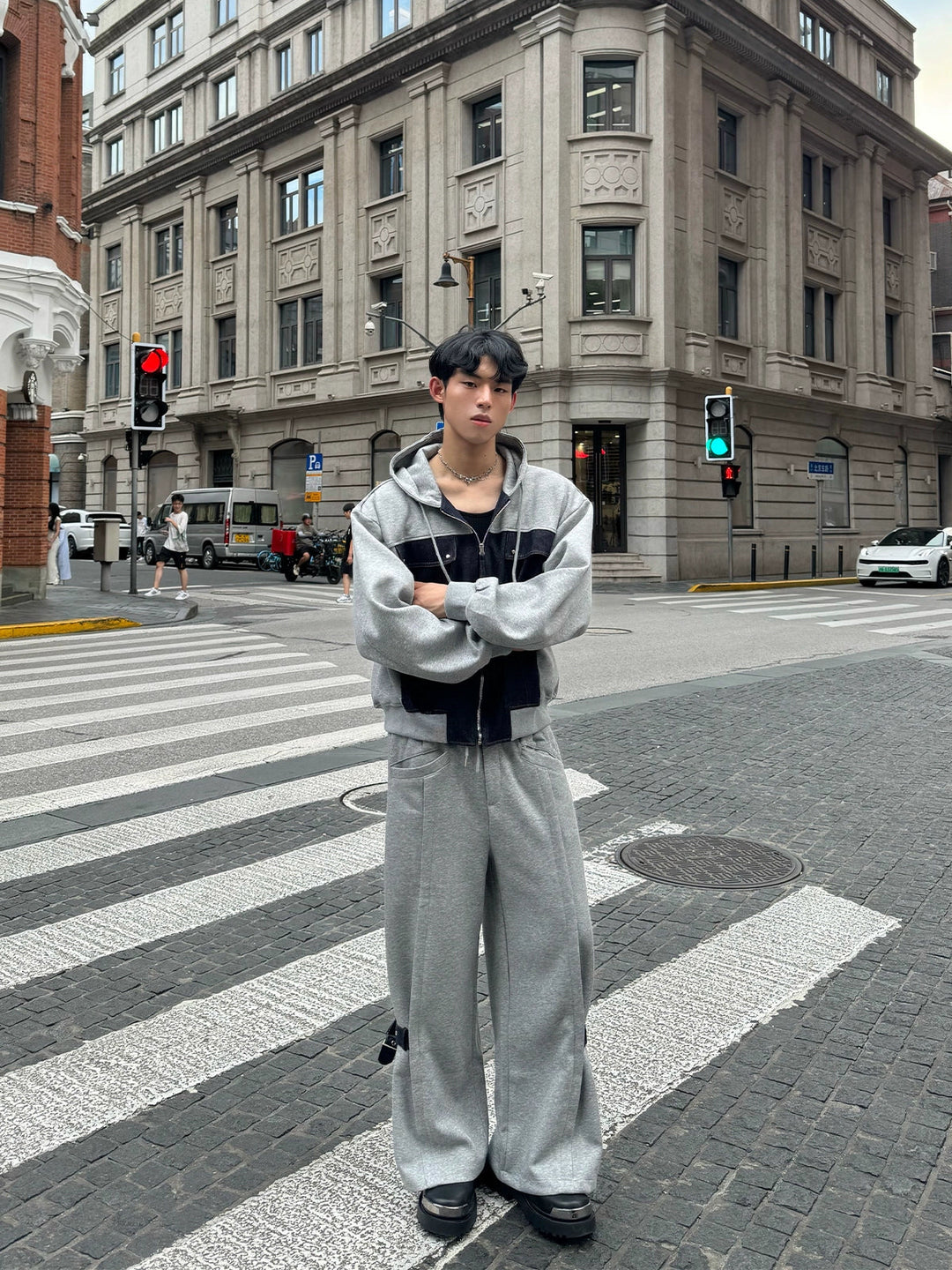 Denim Patchwork Fashion Suit