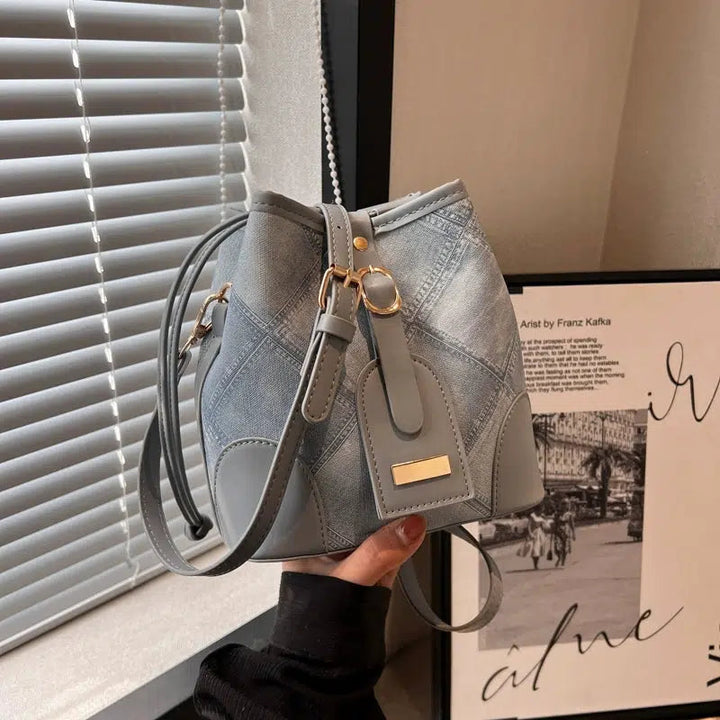 Denim Pattern Bucket Shaped Bag