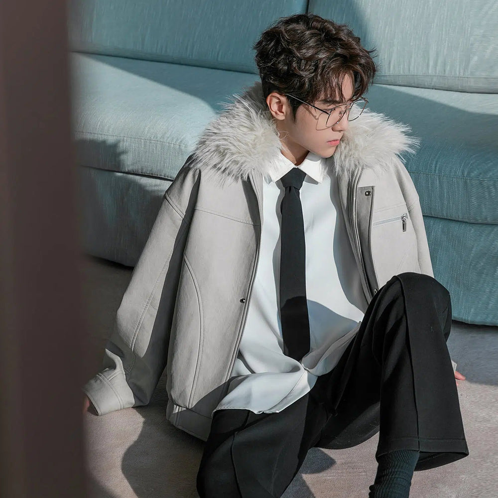 Detachable Collared Faux Fur Jacket