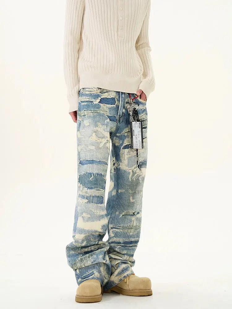 Distressed Ripped Denim Pants