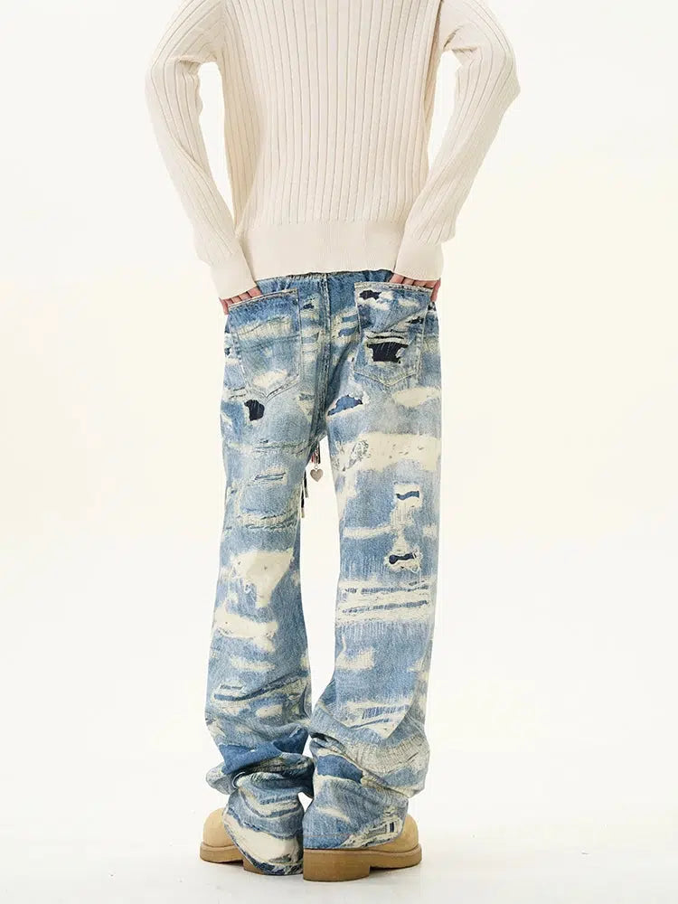 Distressed Ripped Denim Pants