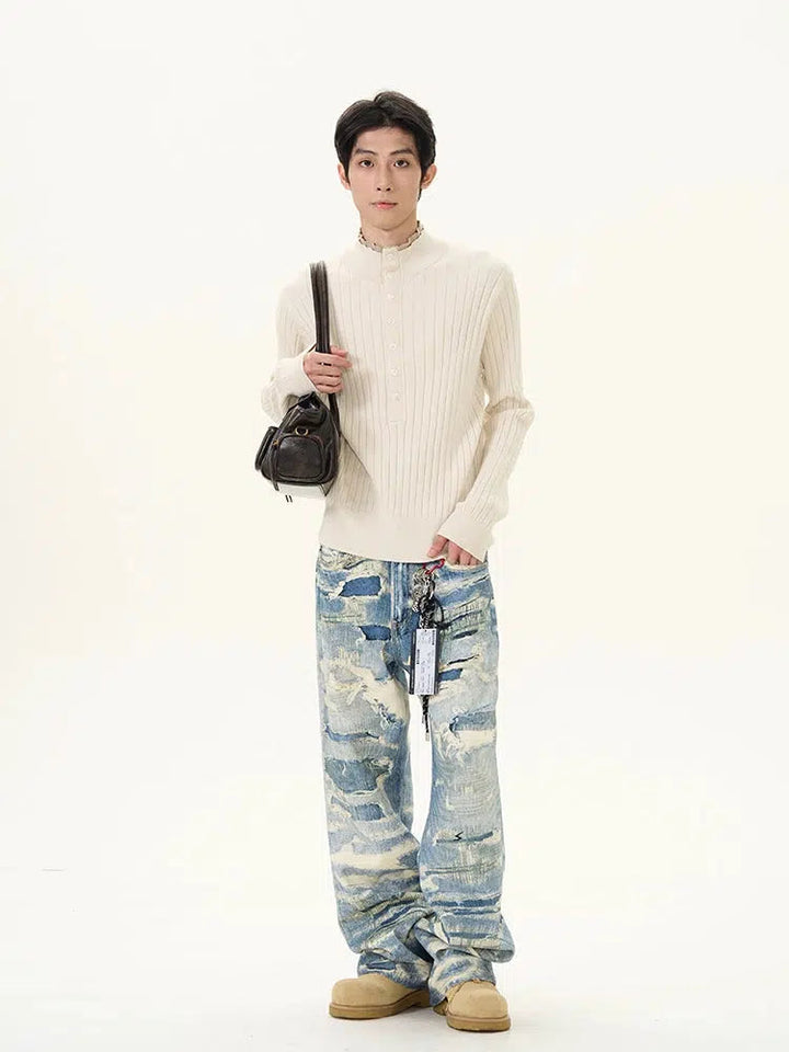 Distressed Ripped Denim Pants
