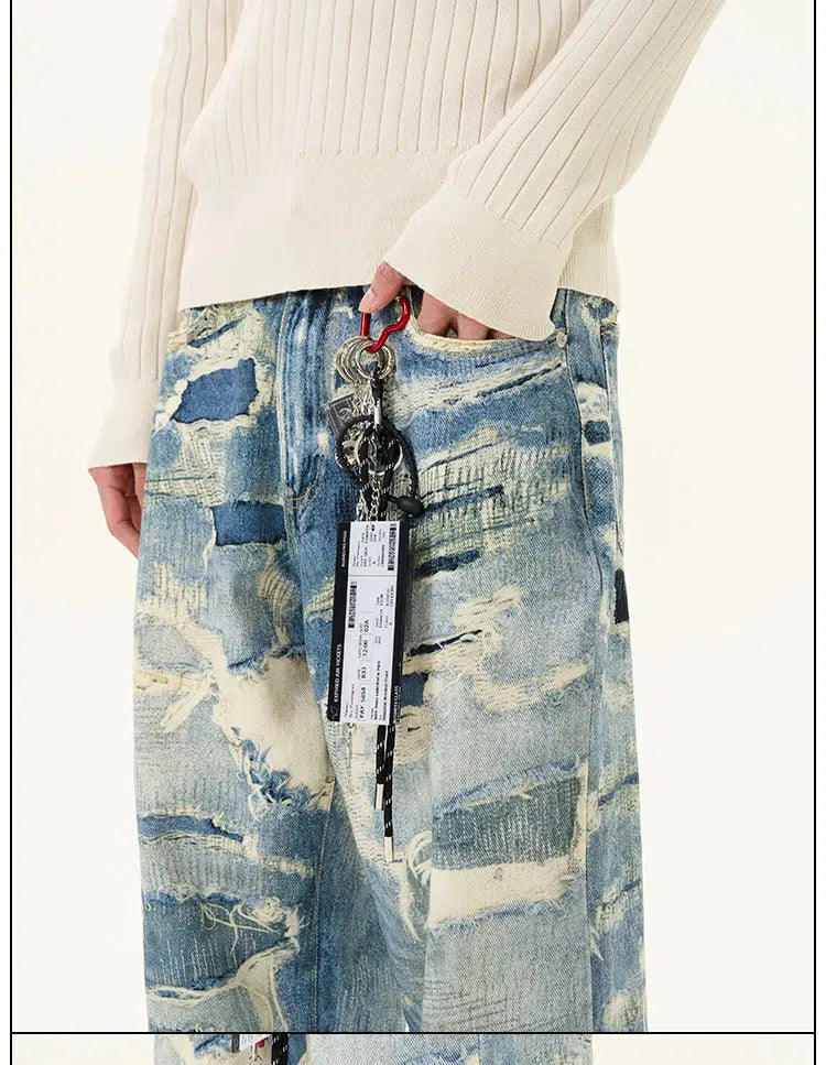 Distressed Ripped Denim Pants