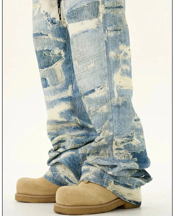 Distressed Ripped Denim Pants