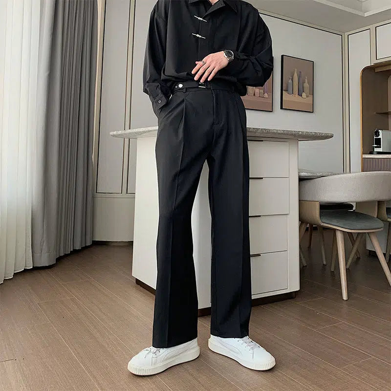 Drape Elastic Waist Straight-leg Pants