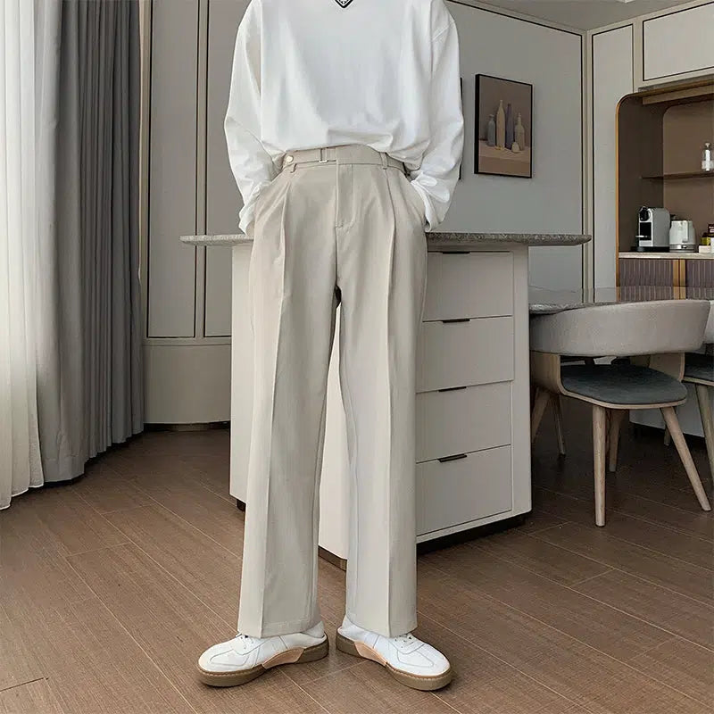 Drape Elastic Waist Straight-leg Pants