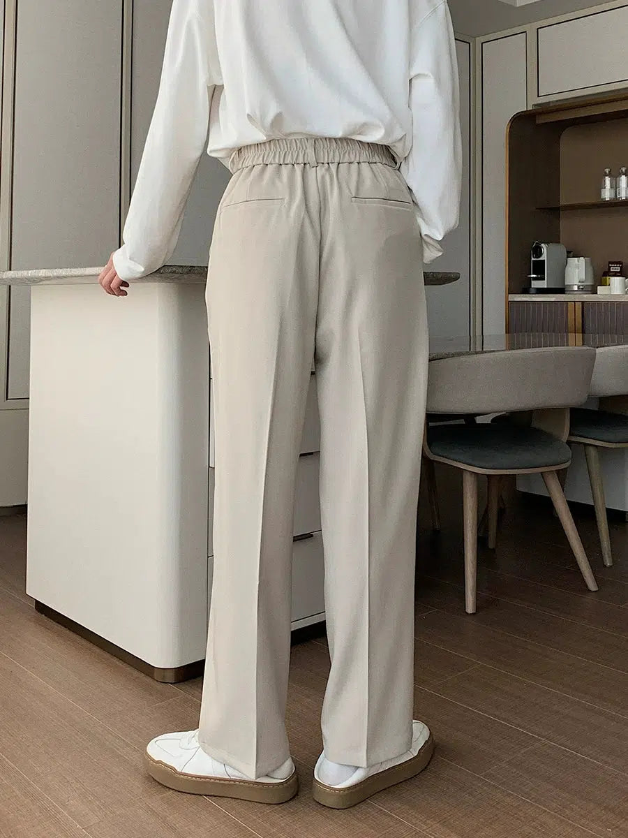 Drape Elastic Waist Straight-leg Pants