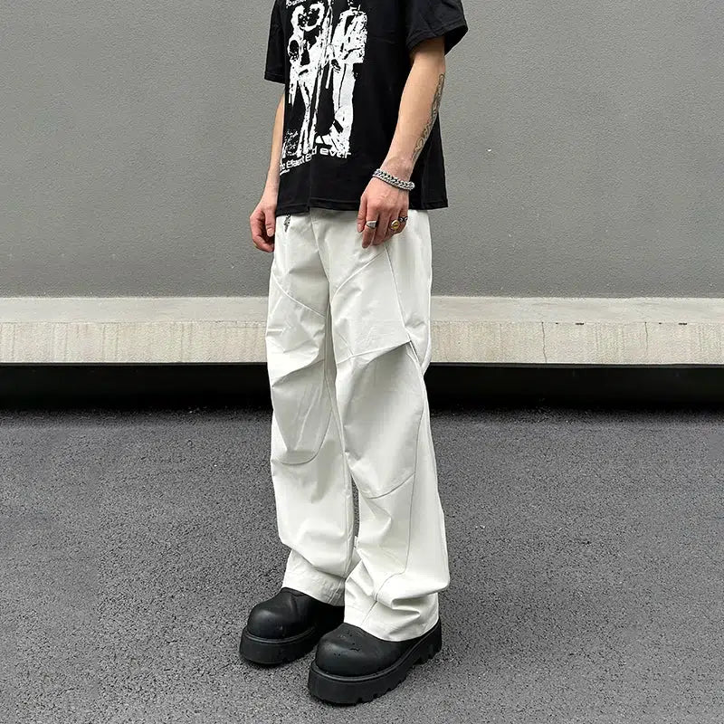 Drape Mopping Pleated Pants