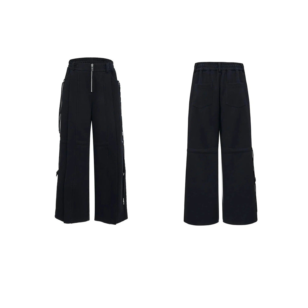 Drawstring Hoodie Wide-Leg Pants Set