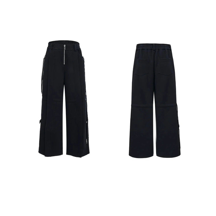 Drawstring Hoodie Wide-Leg Pants Set