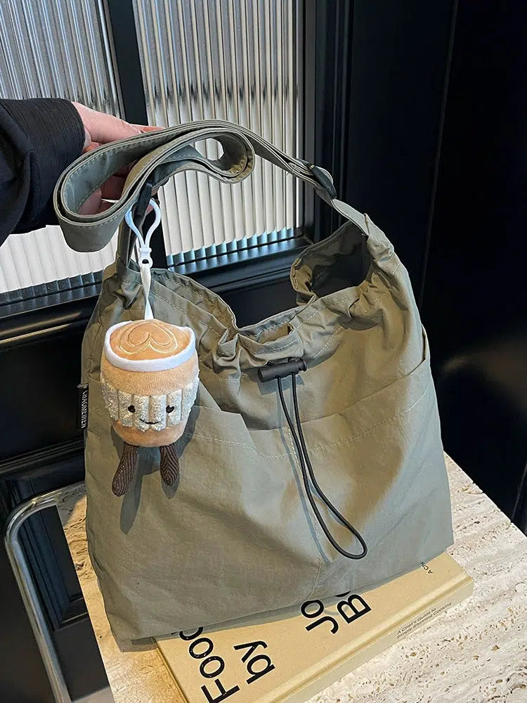 Drawstring Shoulder Tote Bag