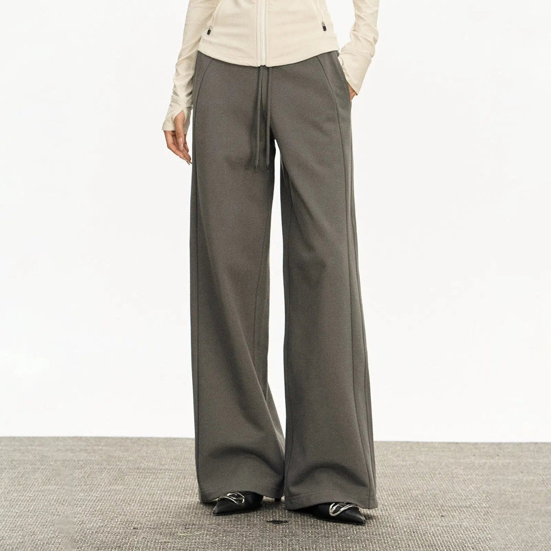 Drawstring Waist Wide-Leg Casual Pants