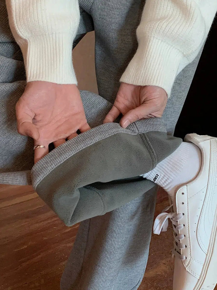 Elastic Waist Wide-leg Velvet Pants