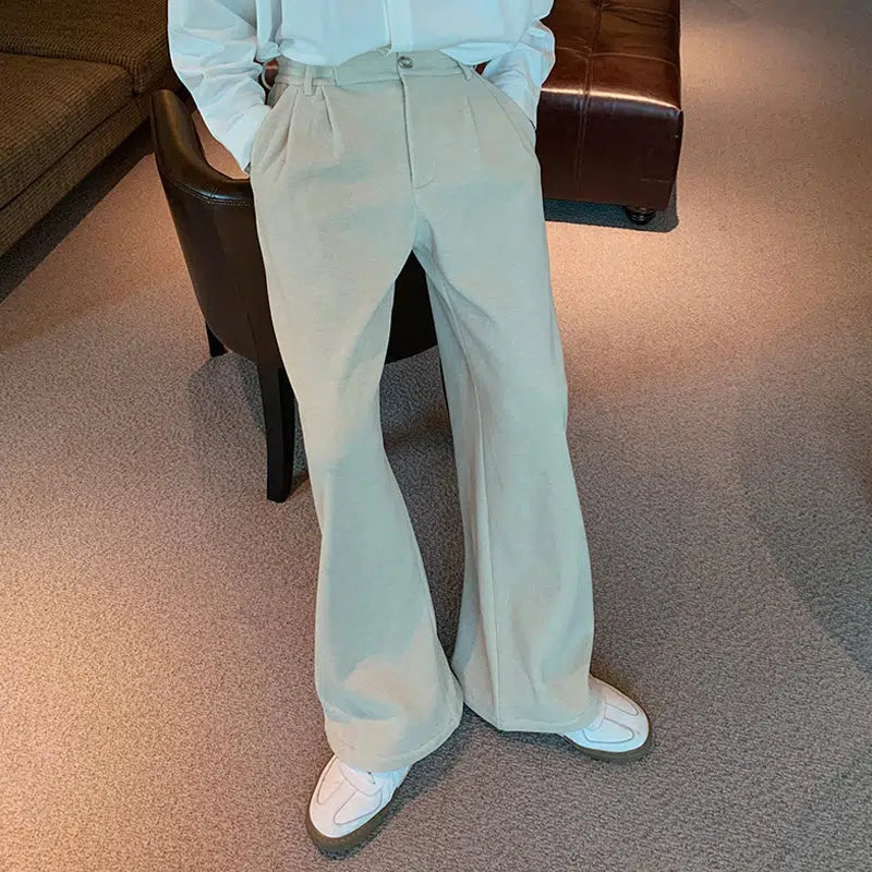 Elastic Waist Wide-leg Velvet Pants