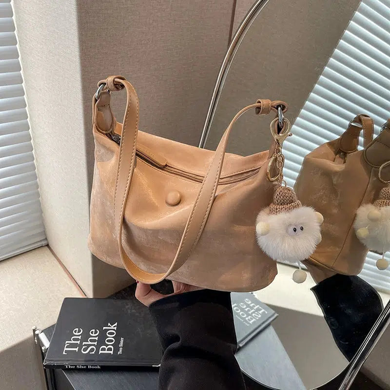 Faux Fur Pom-Pom Shoulder Bag