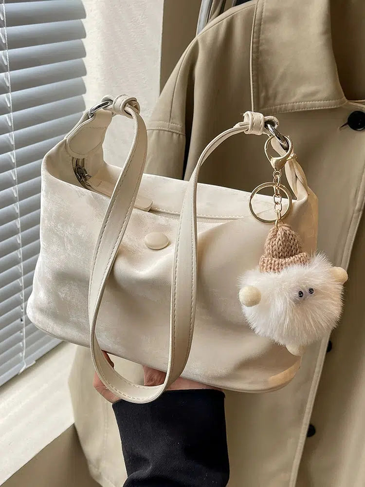 Faux Fur Pom-Pom Shoulder Bag