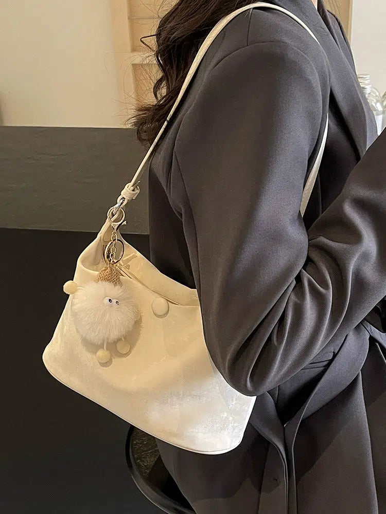 Faux Fur Pom-Pom Shoulder Bag