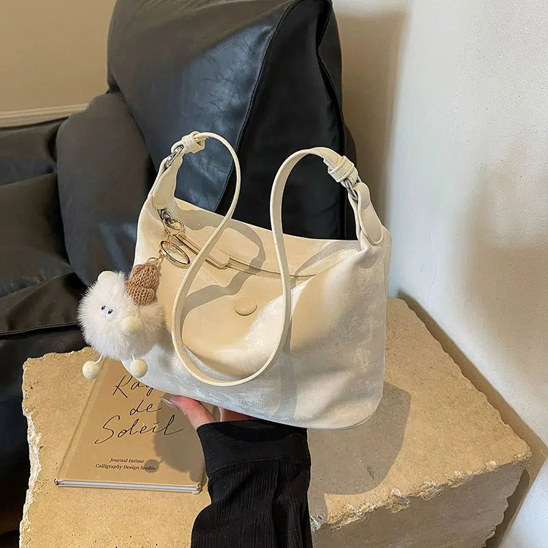 Faux Fur Pom-Pom Shoulder Bag