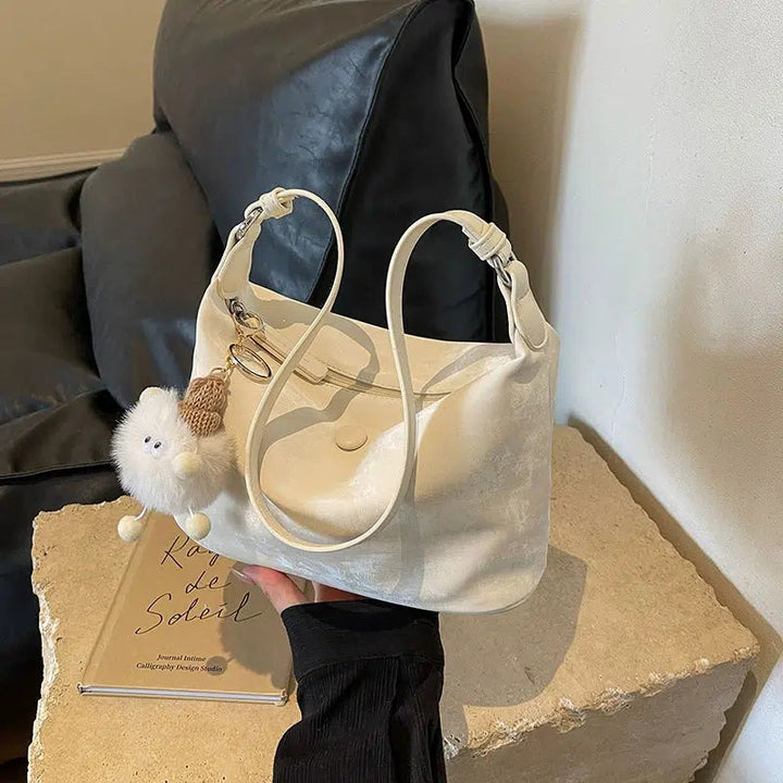 Faux Fur Pom-Pom Shoulder Bag