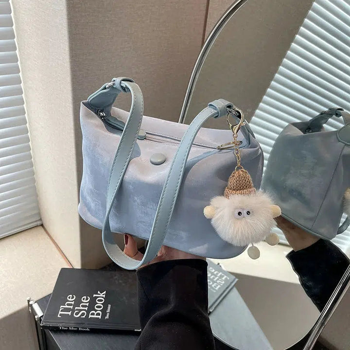 Faux Fur Pom-Pom Shoulder Bag