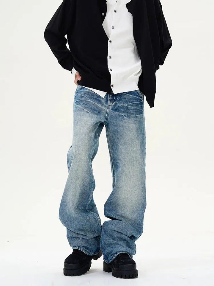 Front Pockets Wide-Leg Denim Pants