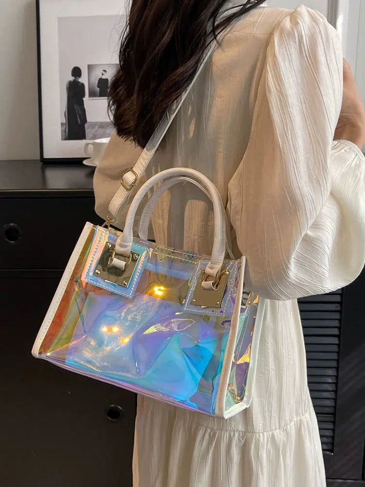 Gold Accents Holographic Clear Tote Bag