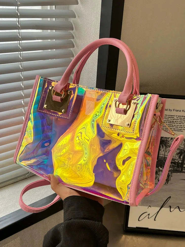 Gold Accents Holographic Clear Tote Bag