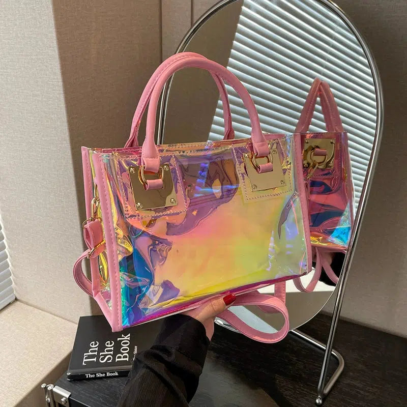 Gold Accents Holographic Clear Tote Bag