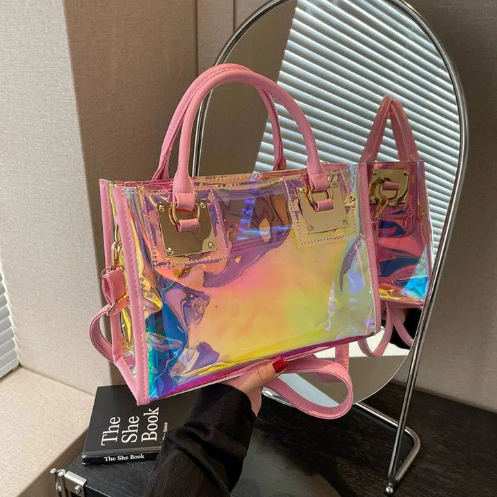 Gold Accents Holographic Clear Tote Bag