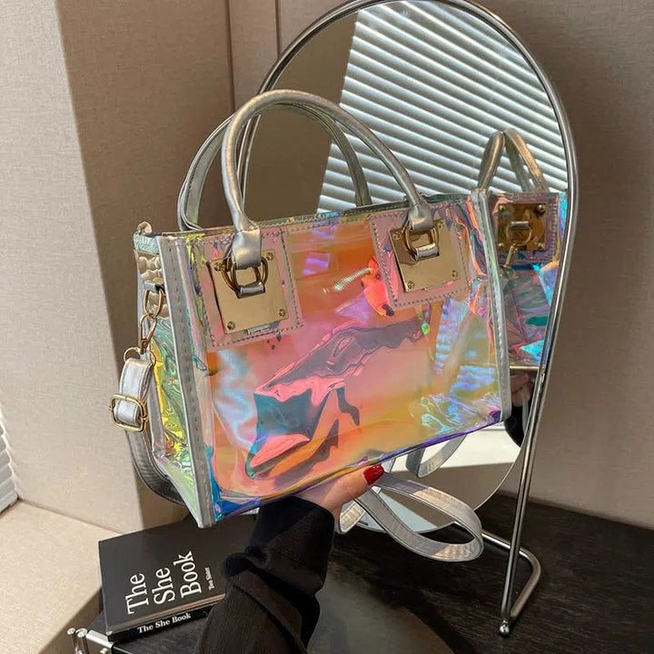 Gold Accents Holographic Clear Tote Bag