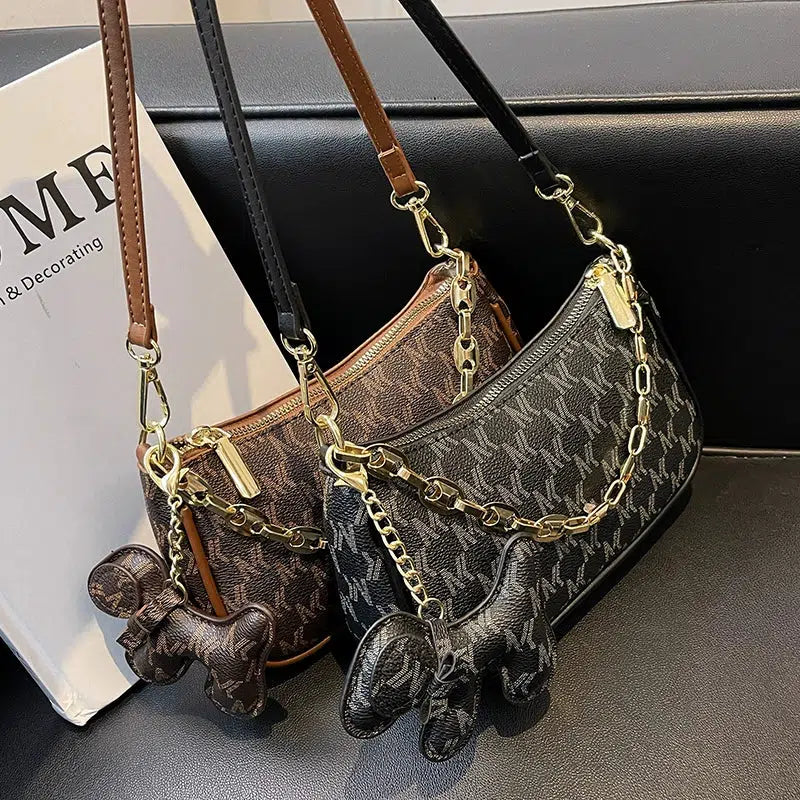 Gold Chain Accent Shoulder Bag