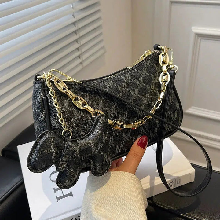 Gold Chain Accent Shoulder Bag