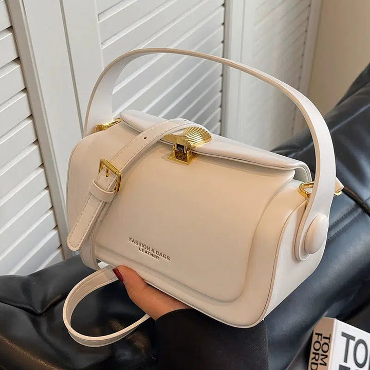 Gold Clasp Leather Handbag