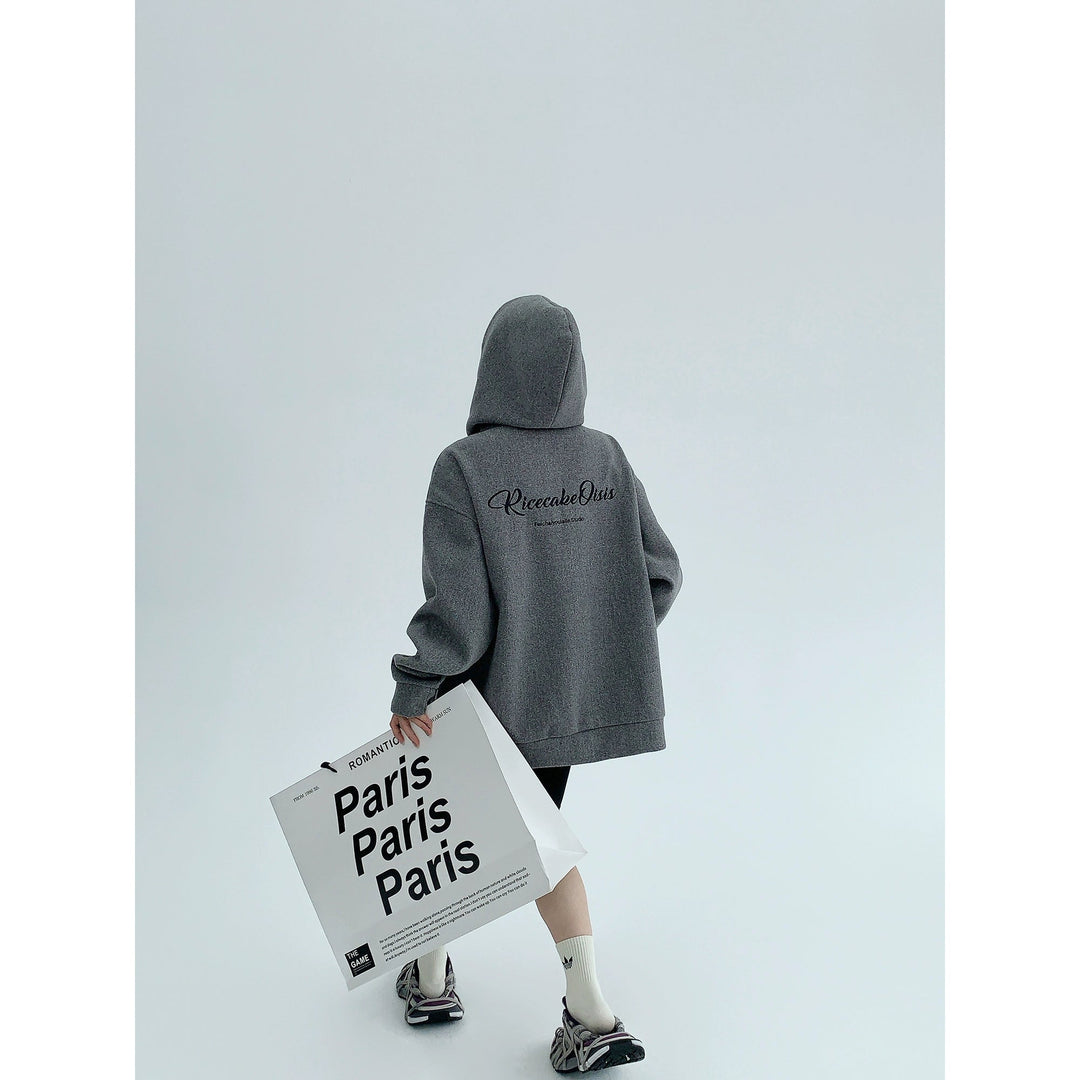 Graphic Print Hooded Zip-Up Coat