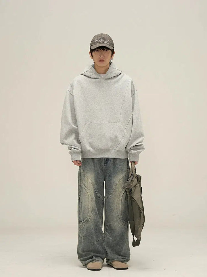Gray Basic Hooded Sweatshirts