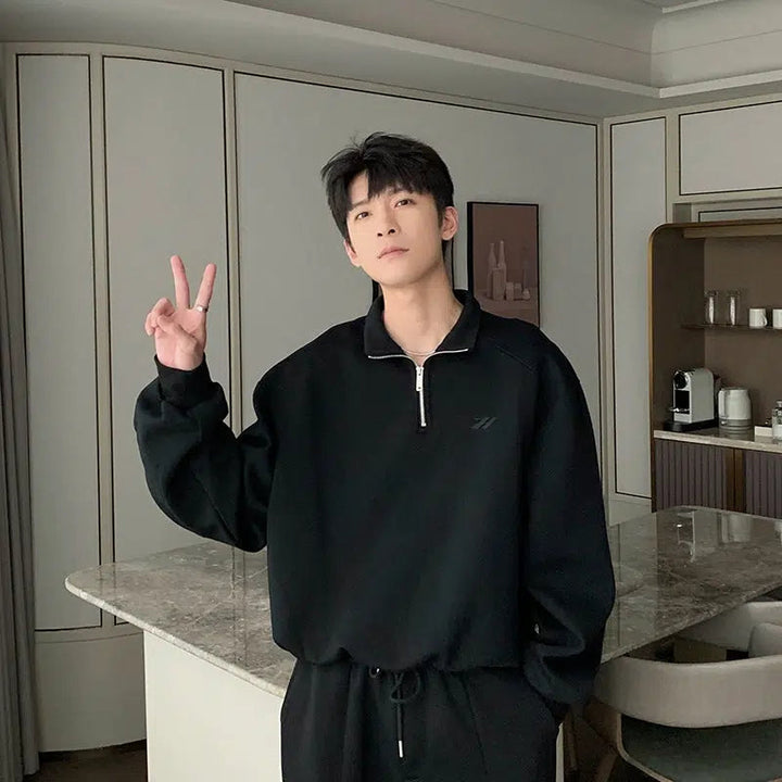 Half-Zip Turtleneck Sport Suit