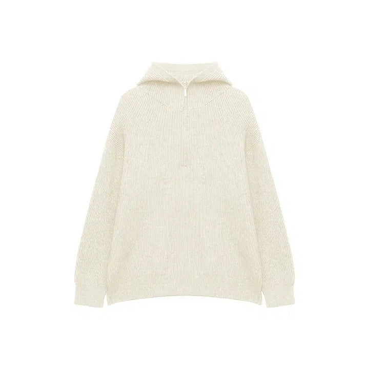 Half-Zip Hooded Knitwear Sweater