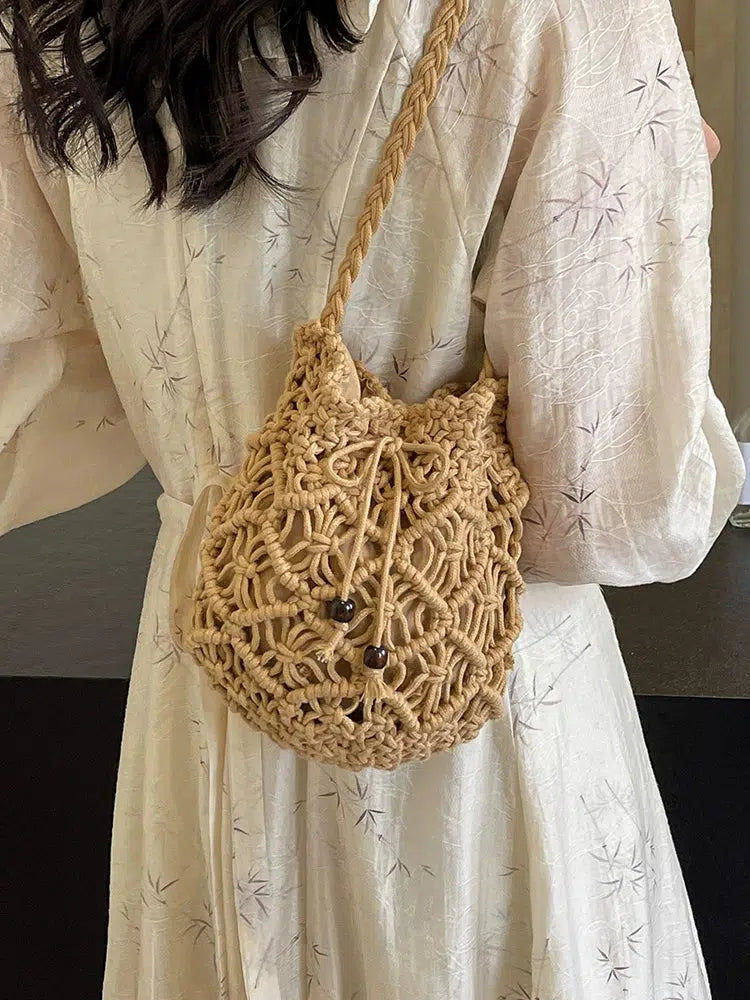 Handmade Crochet Drawstring Bag
