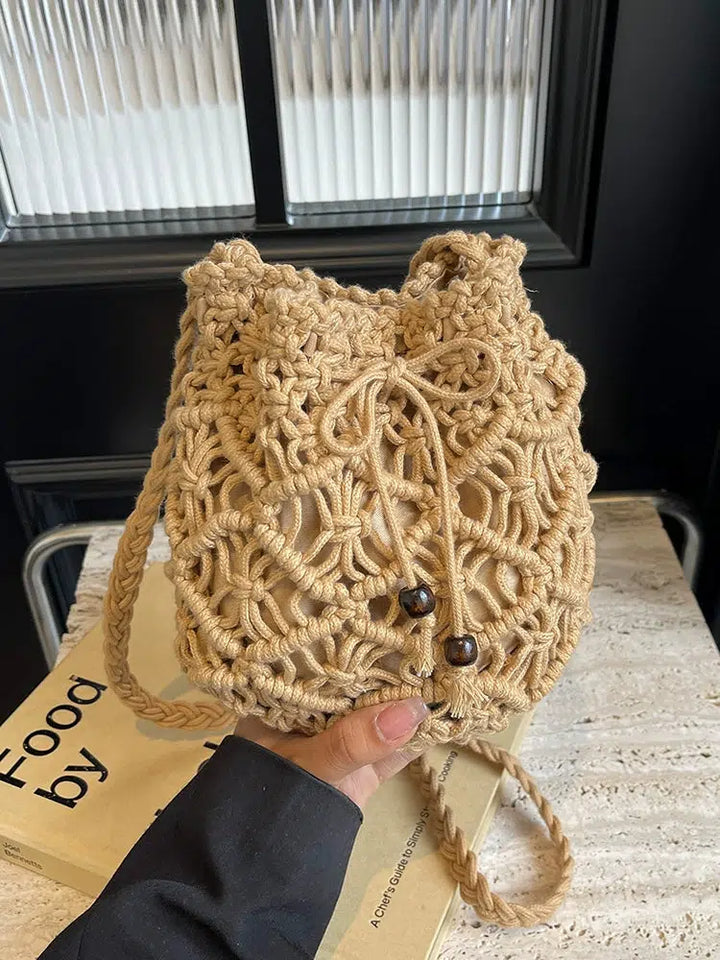 Handmade Crochet Drawstring Bag