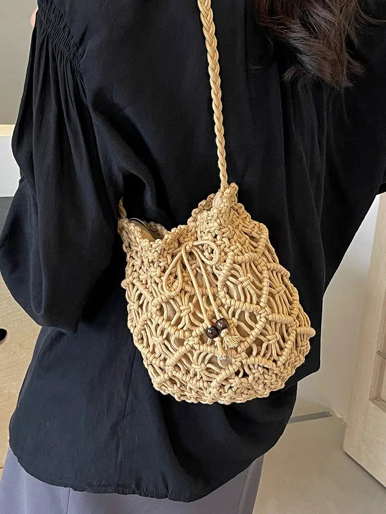 Handmade Crochet Drawstring Bag