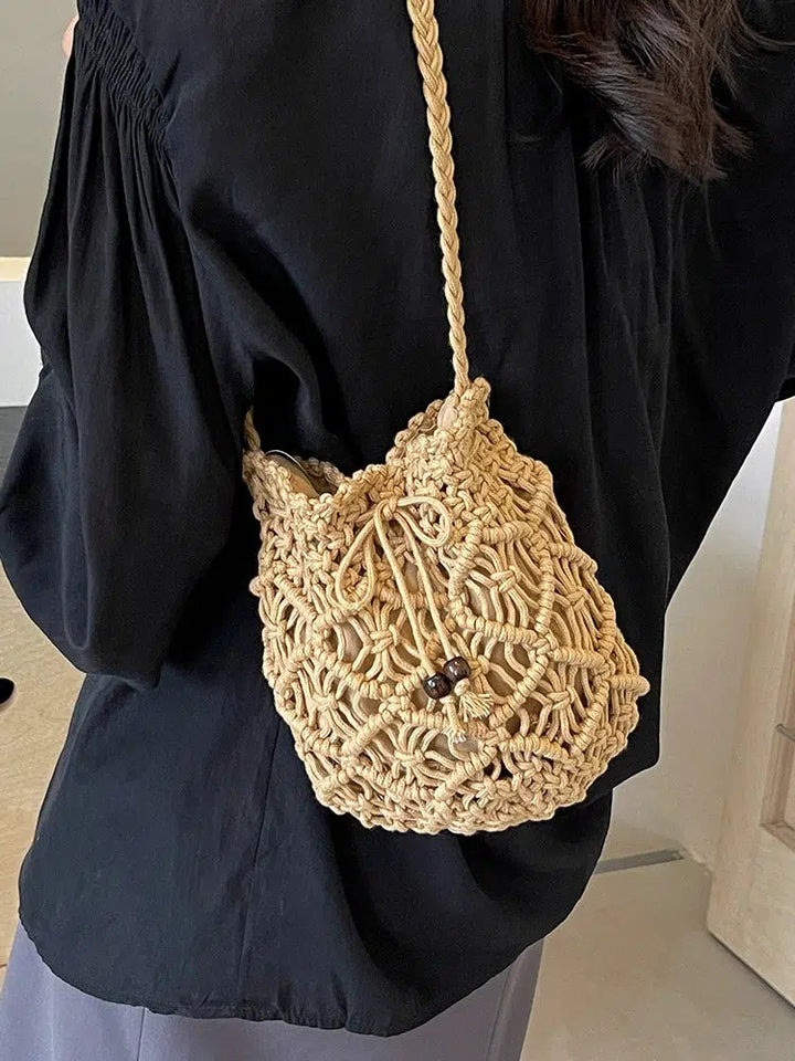 Handmade Crochet Drawstring Bag