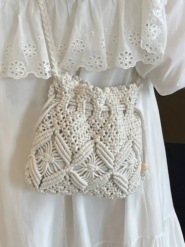 Handmade Macrame Drawstring Bag