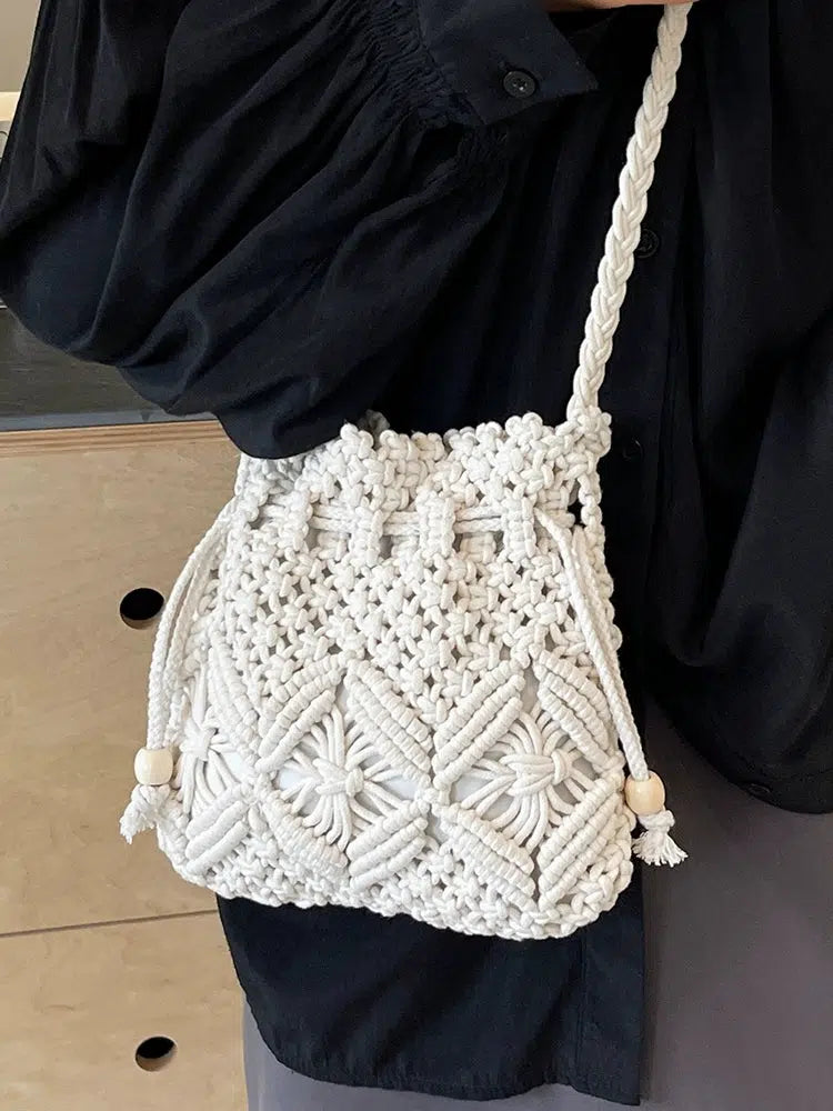 Handmade Macrame Drawstring Bag
